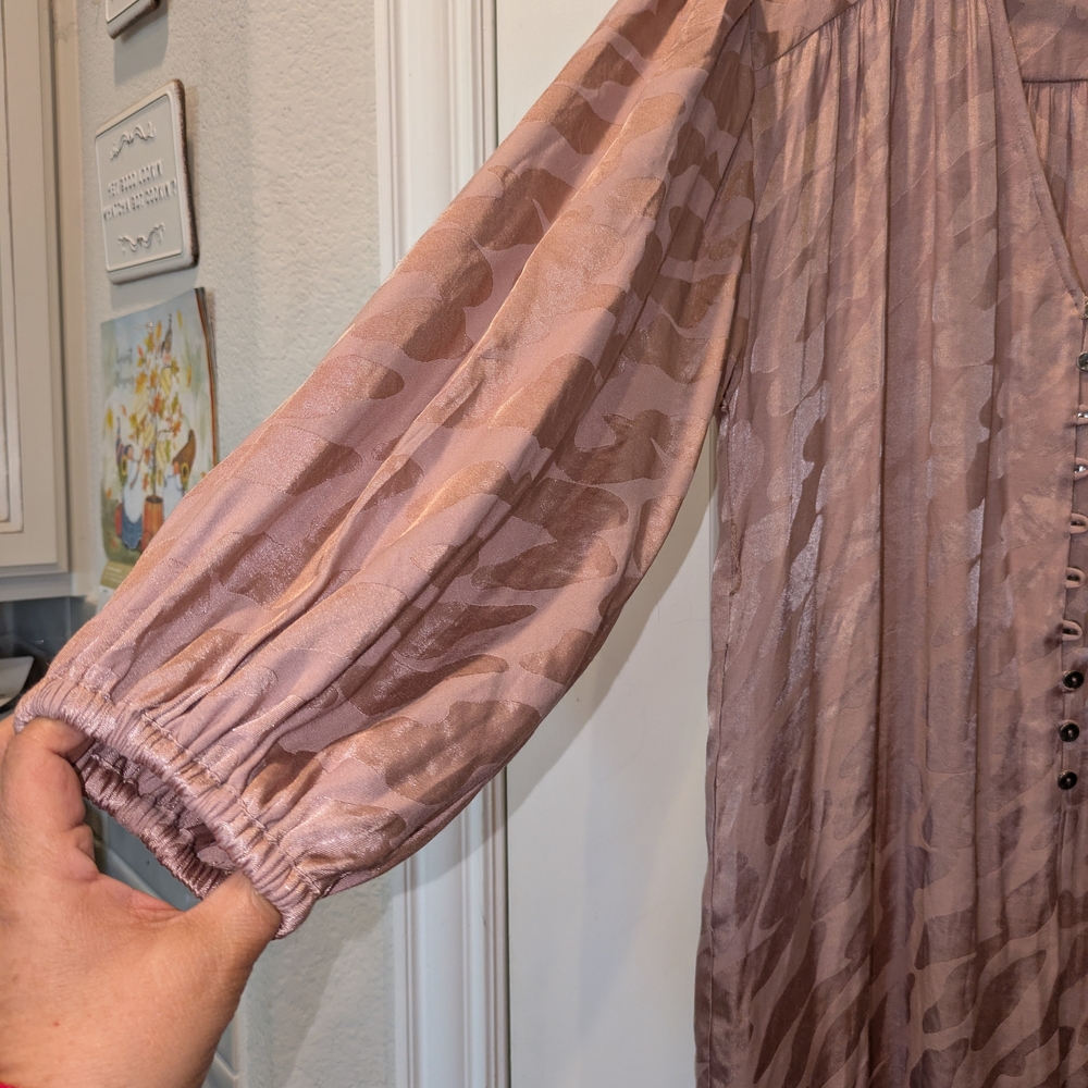 NWT Anthropologie Rose Laurentia Jacquard Jumpsuit Pink Size S Boho Wide Leg - Picture 11 of 14